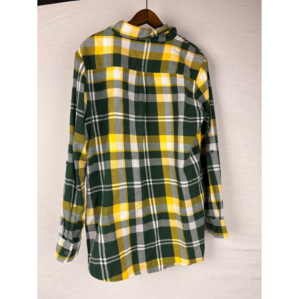 UG Apparel Baylor University Bears Plaid Flannel Shirt Green Yellow Womens Large - Picture 5 of 12